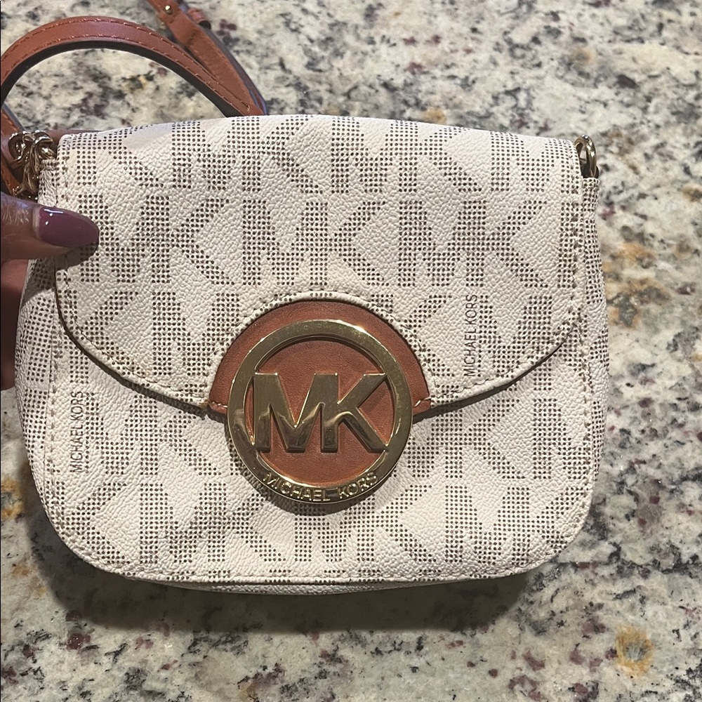 Michael Kors Cream and Tan Crossbody Bag